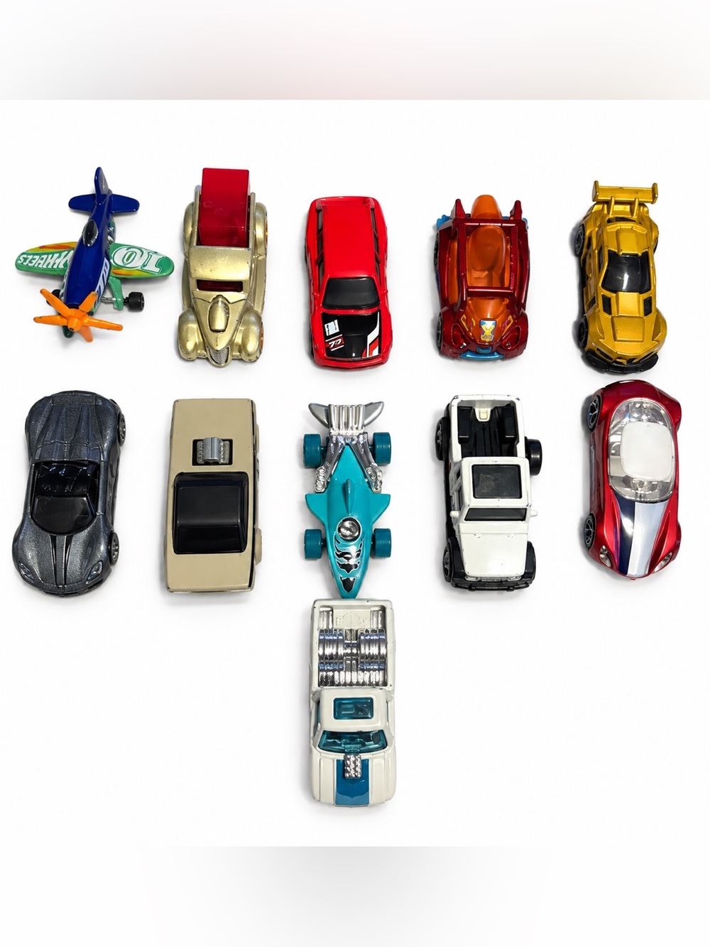 Hot Wheels Mixed Lot 11 Diecast Cars Trucks Plane Jeep Loose Toy Vehicles
